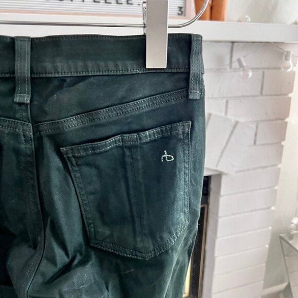 Rag & Bone Dark Green Wax Coated Cotton Jegging Denim Legging Jeans Pants - Picture 3 of 10